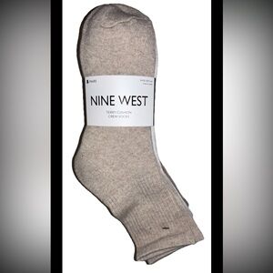 Nine West Terry Cushion Mid Crew Socks 5 Pair Women 5-10 Mix Beige Off White $32